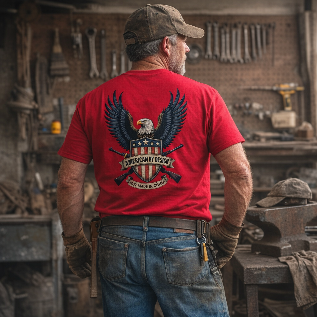 American By Design T-Shirt - Not Made in China Classic Fit Cotton Tee