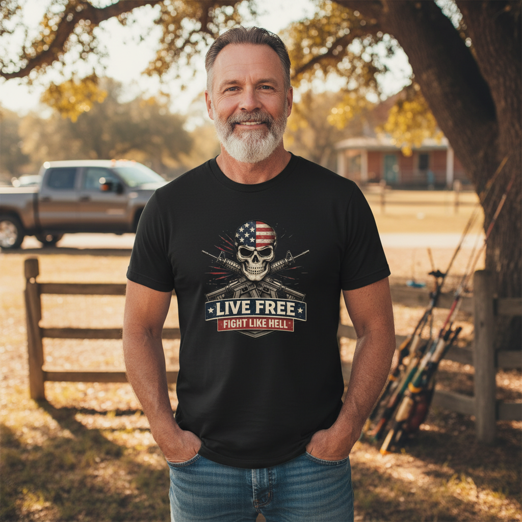 Live Free Fight Like Hell Heavyweight Cotton T-Shirt - Classic Fit & Durable