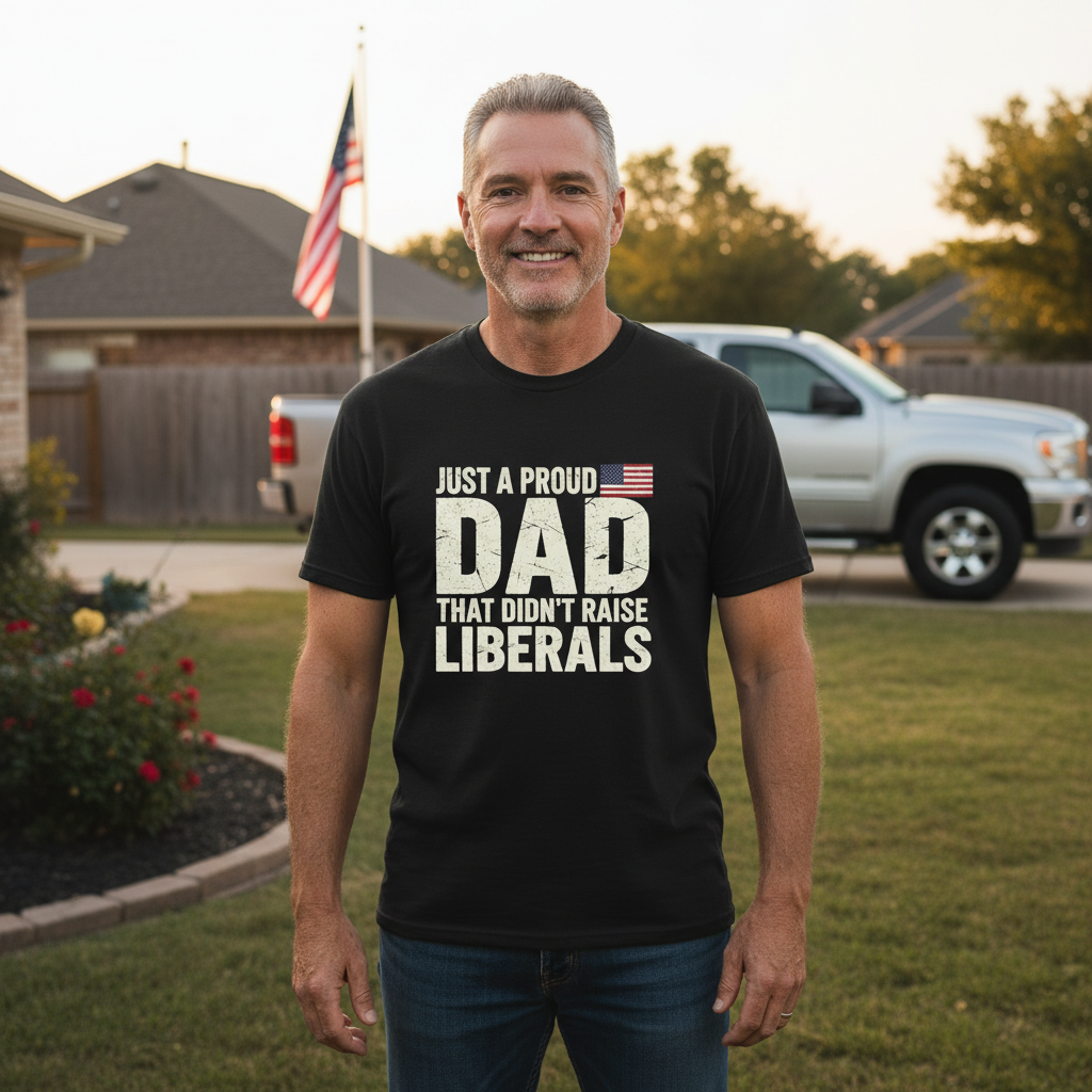 Patriotic Dad Shirt – Raising Patriots, Not Liberals